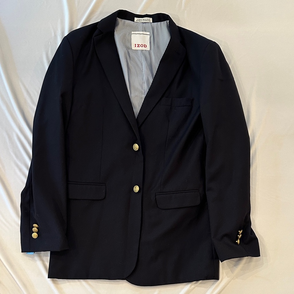 IZOD Dark Blue Blazer with Gold Accents